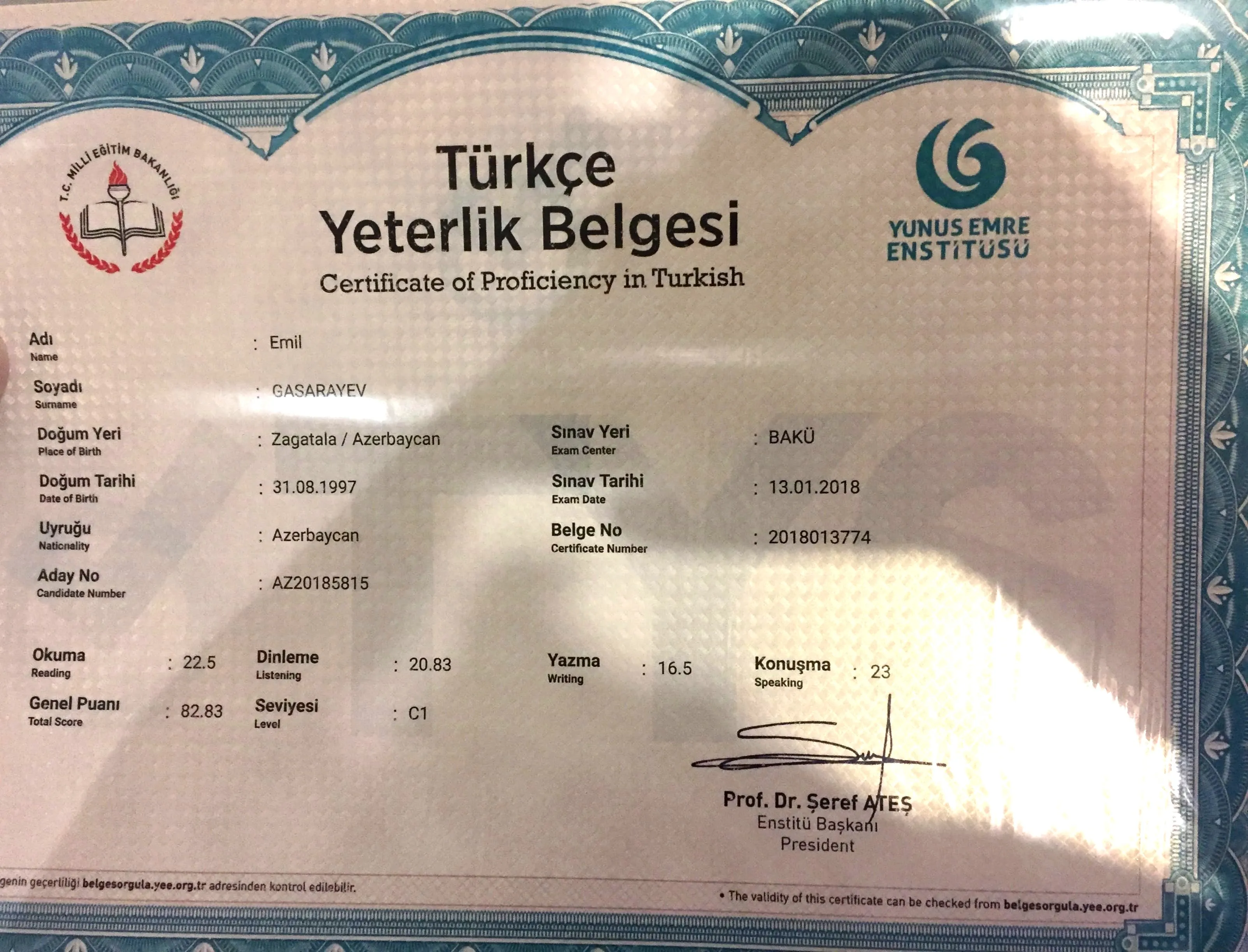 turkce yeterlilik sinavi emil gasarayev